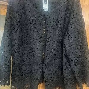 Susan Graver Occasions Crochet Lace 3/4 Sleeve Cardigan